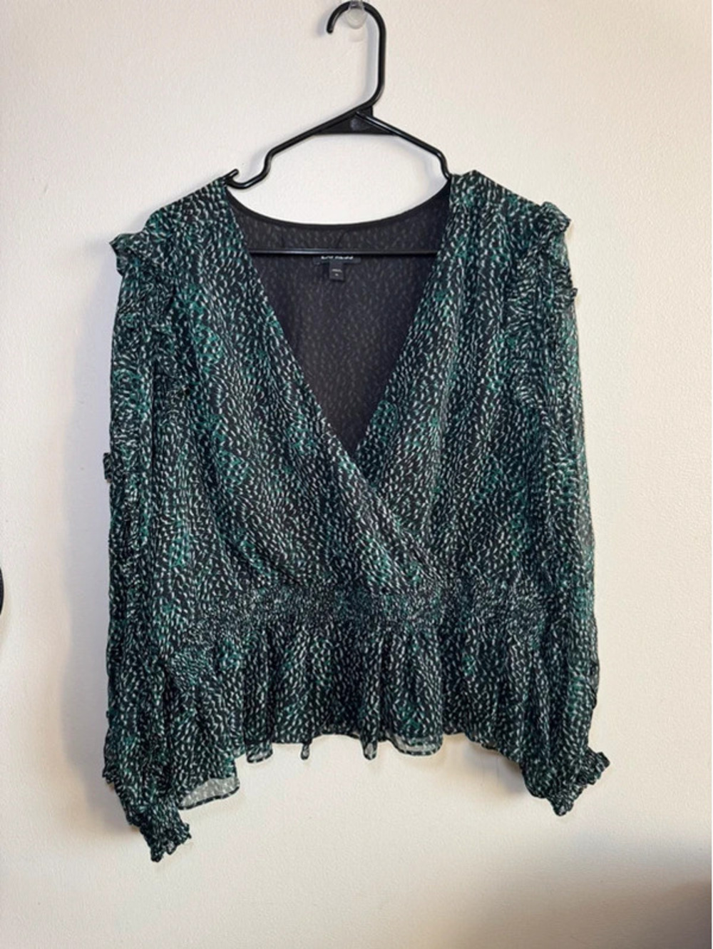 Express Blue Blouse Funky Deep V Size XL PTP 26 GC